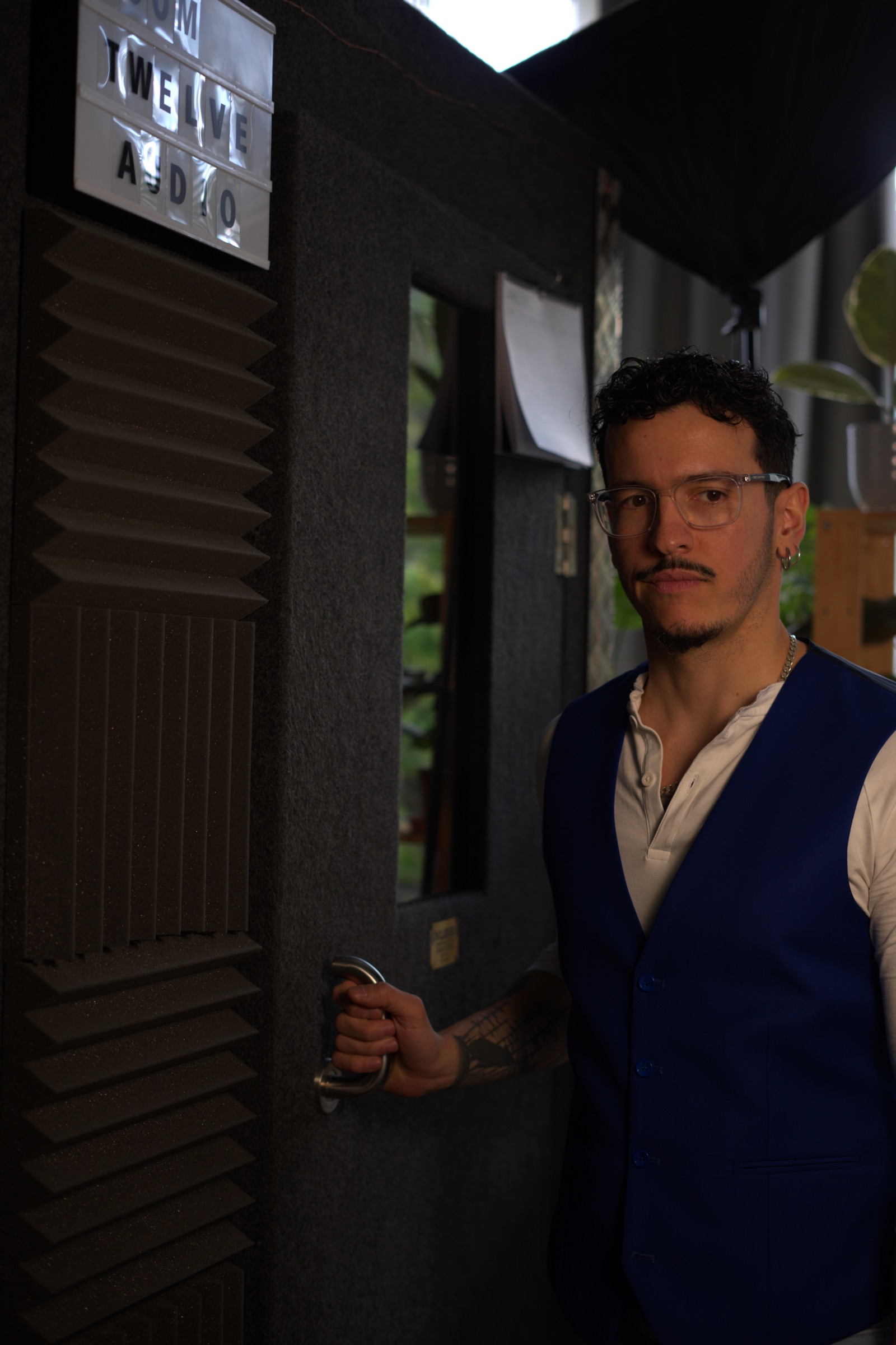 Edward beside his studio booth